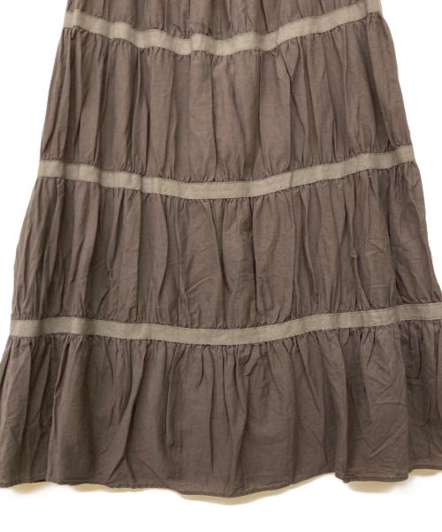 mizuiro-ind（ミズイロインド）mizuiro-ind (ミズイロインド) ティアードスカート ブラウン サイズ:FREEの古着・服飾アイテム