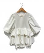 THREE SQUAREスリースクエア）の古着「フリルブラウス」｜ホワイト