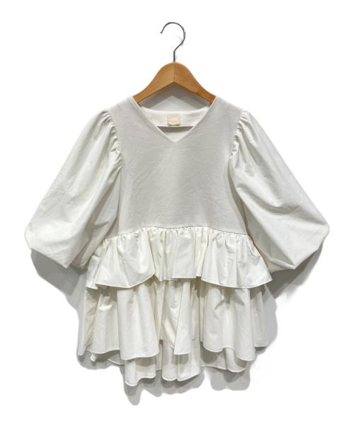 THREE SQUARE（スリースクエア）THREE SQUARE (スリースクエア) フリルブラウス ホワイト サイズ:FREEの古着・服飾アイテム