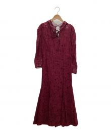 Snidel（スナイデル）の古着「ボウタイレースワンピース」｜ボルドー