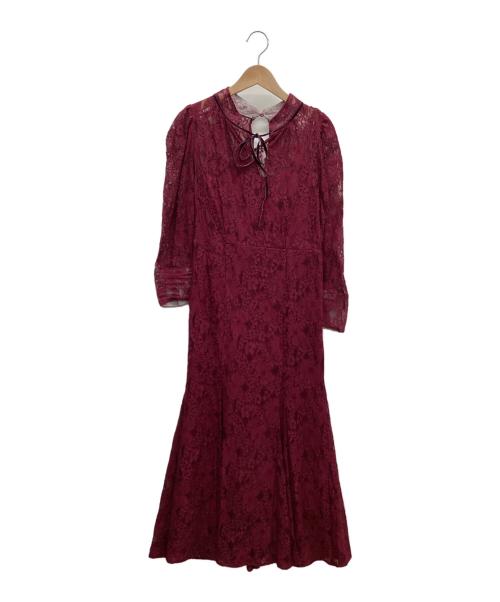 Snidel（スナイデル）Snidel (スナイデル) ボウタイレースワンピース ボルドー サイズ:XSの古着・服飾アイテム