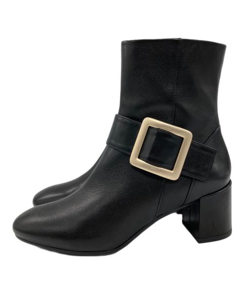 FABIO RUSCONI（ファビオルスコーニ）FABIO RUSCONI (ファビオルスコーニ) スクエアリングショートブーツ ブラック サイズ:37の古着・服飾アイテム