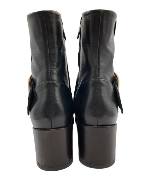 FABIO RUSCONI（ファビオルスコーニ）FABIO RUSCONI (ファビオルスコーニ) スクエアリングショートブーツ ブラック サイズ:37の古着・服飾アイテム
