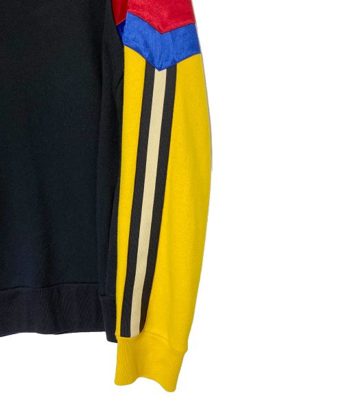 GUCCI（グッチ）GUCCI (グッチ) GGロゴ素材切替バイカラースウェットシャツ ブラック サイズ:XSの古着・服飾アイテム