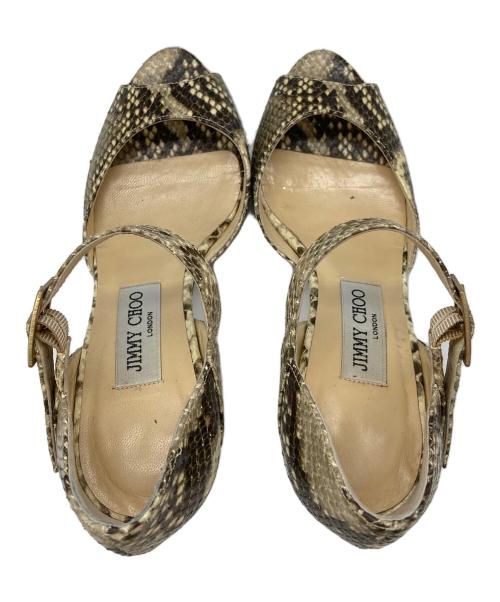 JIMMY CHOO（ジミーチュウ）JIMMY CHOO (ジミーチュウ) 型押しヒールサンダル ベージュ サイズ:36の古着・服飾アイテム