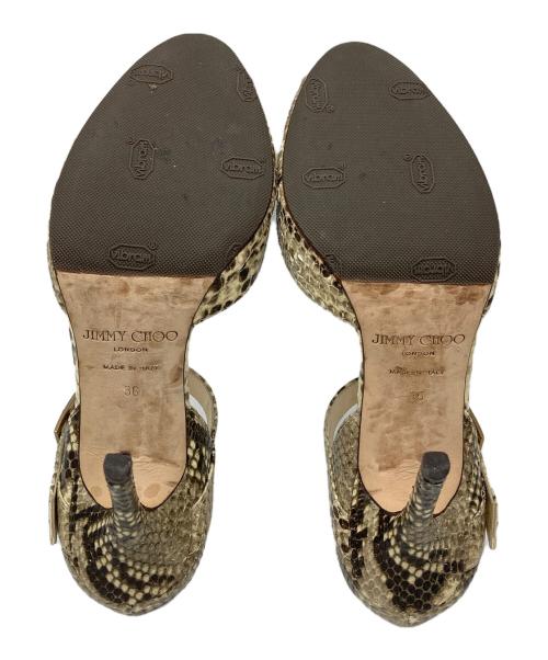 JIMMY CHOO（ジミーチュウ）JIMMY CHOO (ジミーチュウ) 型押しヒールサンダル ベージュ サイズ:36の古着・服飾アイテム
