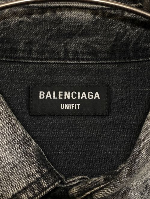 BALENCIAGA（バレンシアガ）BALENCIAGA (バレンシアガ) Distressed Denim Overshirt ブラック サイズ:XSの古着・服飾アイテム