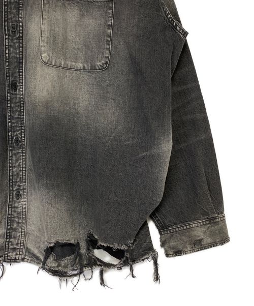 BALENCIAGA（バレンシアガ）BALENCIAGA (バレンシアガ) Distressed Denim Overshirt ブラック サイズ:XSの古着・服飾アイテム