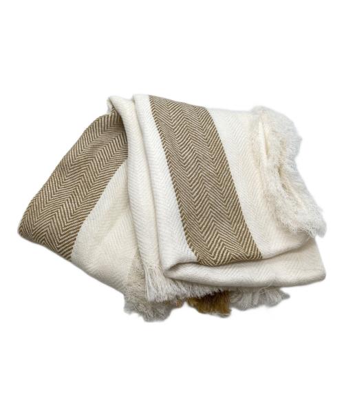 ASAUCE MELER（アソースメレ）ASAUCE MELER (アソースメレ) ワシリネンシルクドライヘリンボーンストール アイボリーの古着・服飾アイテム