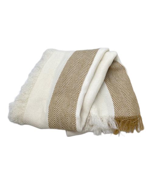 ASAUCE MELER（アソースメレ）ASAUCE MELER (アソースメレ) ワシリネンシルクドライヘリンボーンストール アイボリーの古着・服飾アイテム