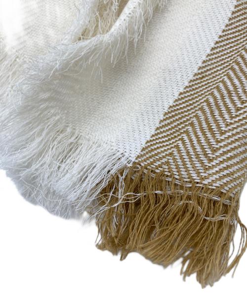 ASAUCE MELER（アソースメレ）ASAUCE MELER (アソースメレ) ワシリネンシルクドライヘリンボーンストール アイボリーの古着・服飾アイテム