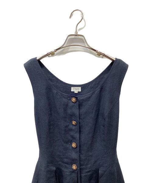 FOXEY BOUTIQUE（フォクシー ブティック）FOXEY BOUTIQUE (フォクシー ブティック) リネンノースリーブワンピース ブラック サイズ:40の古着・服飾アイテム