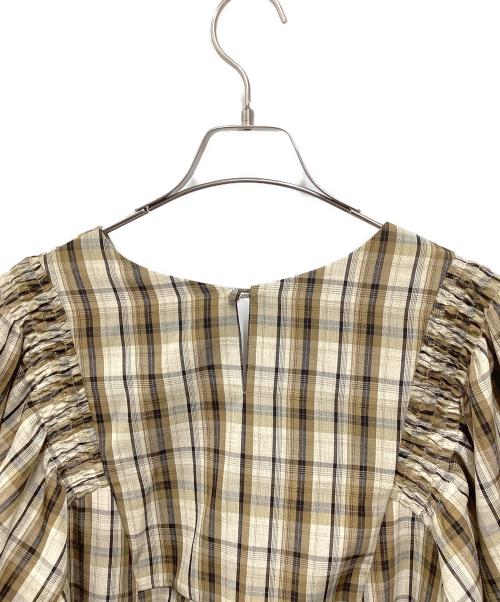 CAMILLE EAU（カミーユオー）CAMILLE EAU (カミーユオー) カットワークフルールワンピース ブラウン×ベージュ サイズ:記載無しの古着・服飾アイテム