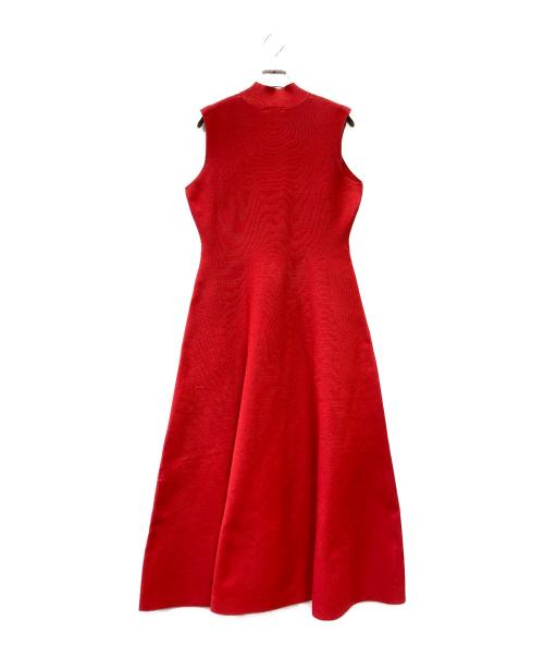 FRAY ID（フレイ アイディー）FRAY ID (フレイ アイディー) ホールガーメントフレアニットワンピース レッド サイズ:Fの古着・服飾アイテム