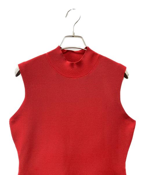 FRAY ID（フレイ アイディー）FRAY ID (フレイ アイディー) ホールガーメントフレアニットワンピース レッド サイズ:Fの古着・服飾アイテム