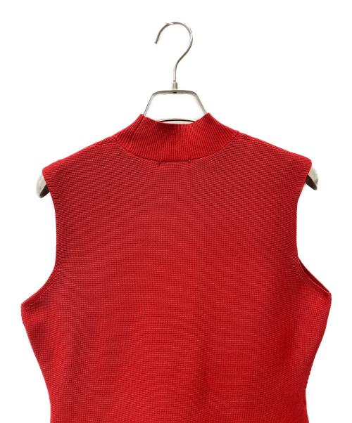 FRAY ID（フレイ アイディー）FRAY ID (フレイ アイディー) ホールガーメントフレアニットワンピース レッド サイズ:Fの古着・服飾アイテム