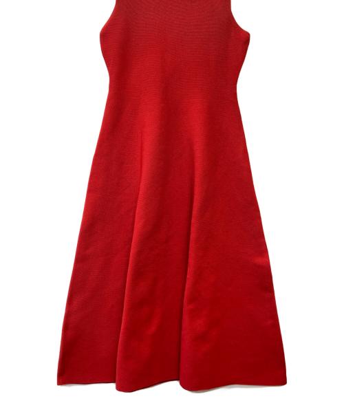 FRAY ID（フレイ アイディー）FRAY ID (フレイ アイディー) ホールガーメントフレアニットワンピース レッド サイズ:Fの古着・服飾アイテム