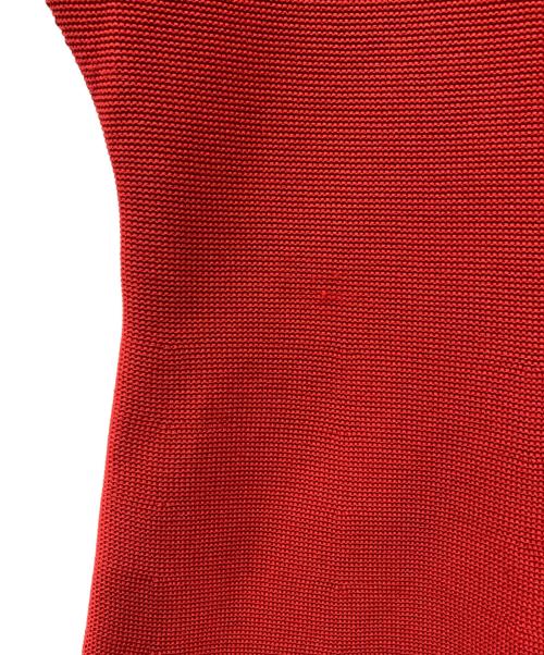 FRAY ID（フレイ アイディー）FRAY ID (フレイ アイディー) ホールガーメントフレアニットワンピース レッド サイズ:Fの古着・服飾アイテム