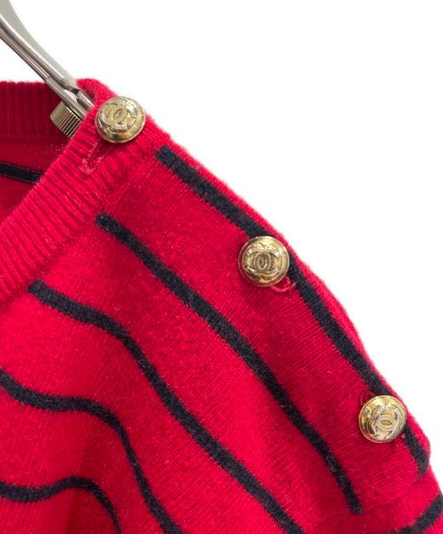 CHANEL（シャネル）CHANEL (シャネル) カシミヤボーダーニット レッド サイズ:Mの古着・服飾アイテム