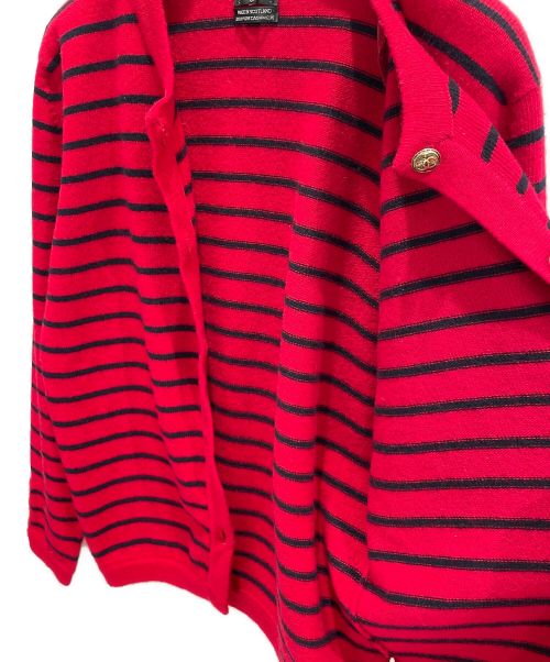 CHANEL（シャネル）CHANEL (シャネル) カシミヤボーダーニットカーディガン レッド サイズ:Mの古着・服飾アイテム