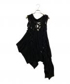 Y'sワイズ）の古着「LINEN LIKE FINISH TWIST LACE UP CARDIGAN」｜ブラック