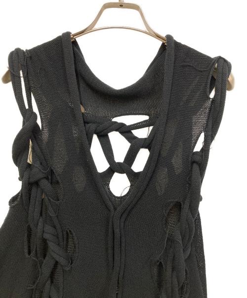 Y's（ワイズ）Y's (ワイズ) LINEN LIKE FINISH TWIST LACE UP CARDIGAN ブラック サイズ:2の古着・服飾アイテム