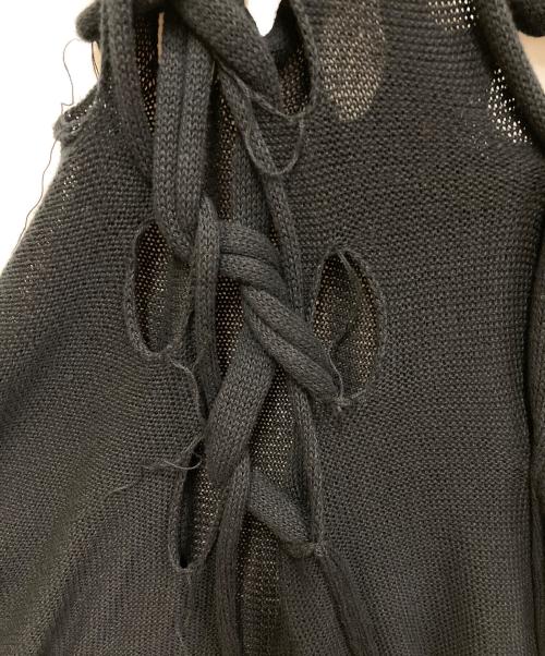 Y's（ワイズ）Y's (ワイズ) LINEN LIKE FINISH TWIST LACE UP CARDIGAN ブラック サイズ:2の古着・服飾アイテム