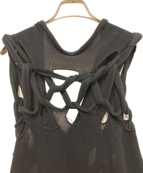 Y's（ワイズ）Y's (ワイズ) LINEN LIKE FINISH TWIST LACE UP CARDIGAN ブラック サイズ:2の古着・服飾アイテム