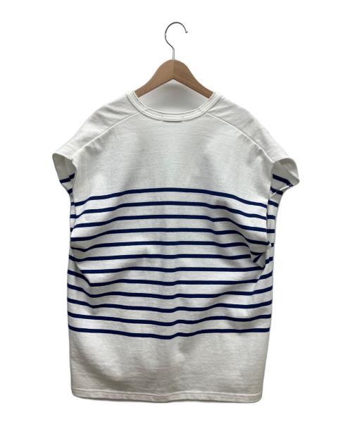 CLANE（クラネ）CLANE (クラネ) WIDE HENLEY NECK N/S BORDER TOPS ホワイト×ネイビー サイズ:1の古着・服飾アイテム