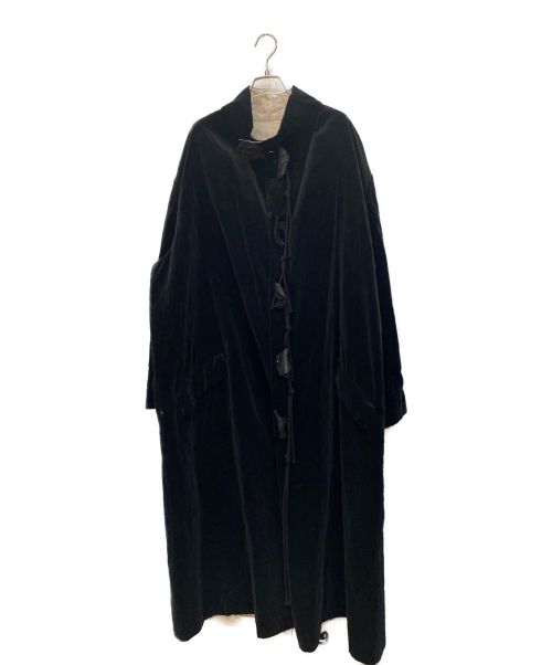 Yohji Yamamoto pour homme（ヨウジヤマモト プールオム）Yohji Yamamoto pour homme (ヨウジヤマモト プールオム) VELVETEEN X FLAX DOUBLE FACED STAND COAT ブラック サイズ:1の古着・服飾アイテム