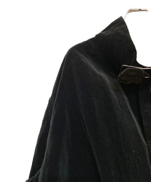 Yohji Yamamoto pour homme（ヨウジヤマモト プールオム）Yohji Yamamoto pour homme (ヨウジヤマモト プールオム) VELVETEEN X FLAX DOUBLE FACED STAND COAT ブラック サイズ:1の古着・服飾アイテム