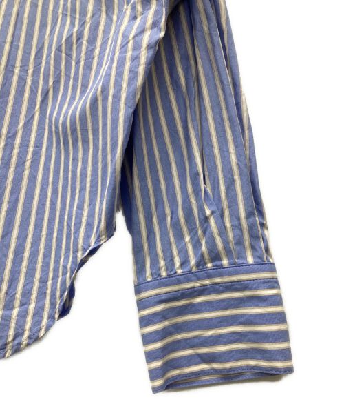 MACPHEE（マカフィー）MACPHEE (マカフィー) コットンブロード フリルカラーブラウス ブルー サイズ:SIZE 36の古着・服飾アイテム