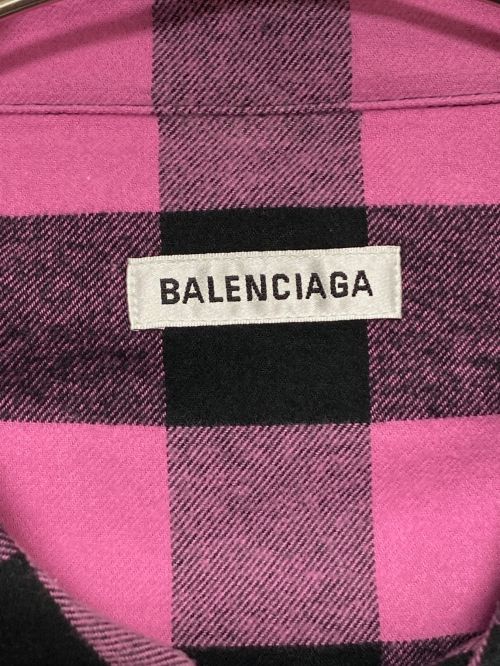 BALENCIAGA（バレンシアガ）BALENCIAGA (バレンシアガ) オーバーサイズチェックネルシャツ ピンク×ブラック サイズ:34の古着・服飾アイテム