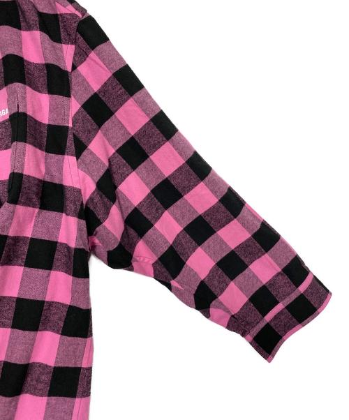 BALENCIAGA（バレンシアガ）BALENCIAGA (バレンシアガ) オーバーサイズチェックネルシャツ ピンク×ブラック サイズ:34の古着・服飾アイテム