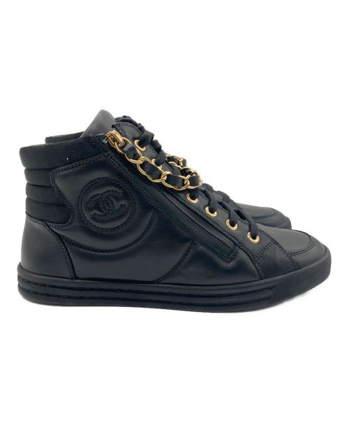 CHANEL（シャネル）CHANEL (シャネル) ハイカットスニーカー ブラック サイズ:36の古着・服飾アイテム