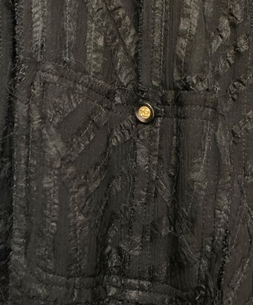 CHANEL（シャネル）CHANEL (シャネル) オープンカラーシャギージャケット ブラック サイズ:34の古着・服飾アイテム