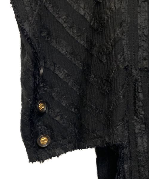 CHANEL（シャネル）CHANEL (シャネル) オープンカラーシャギージャケット ブラック サイズ:34の古着・服飾アイテム