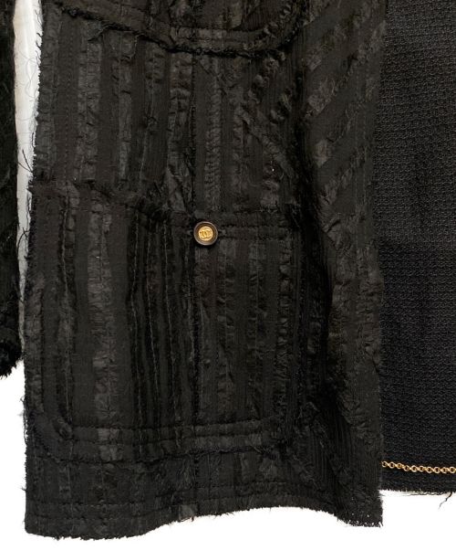 CHANEL（シャネル）CHANEL (シャネル) オープンカラーシャギージャケット ブラック サイズ:34の古着・服飾アイテム