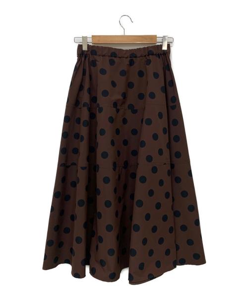 VERMEIL par iena（ヴェルメイユ パー イエナ）VERMEIL par iena (ヴェルメイユ パー イエナ) タフタドットプリント ロングスカート ブラウン×ブラック サイズ:38の古着・服飾アイテム