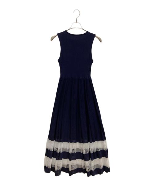 eimy istoire（エイミーイストワール）eimy istoire (エイミーイストワール) シアーテクスチャーセーラーカラーニットワンピース ネイビー サイズ:SIZE Freeの古着・服飾アイテム