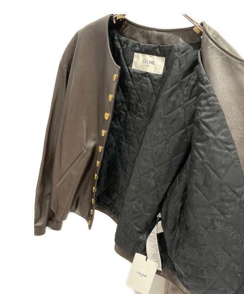 CELINE（セリーヌ）CELINE (セリーヌ) スナップボタンピュアカラージャケット ブラウン サイズ:40の古着・服飾アイテム
