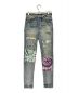 AMIRI（アミリ）の古着「デストロイクラッシュ加工・タイダイ柄パッチワーク/マルチカラー当て布付デニムパンツ」｜インディゴ