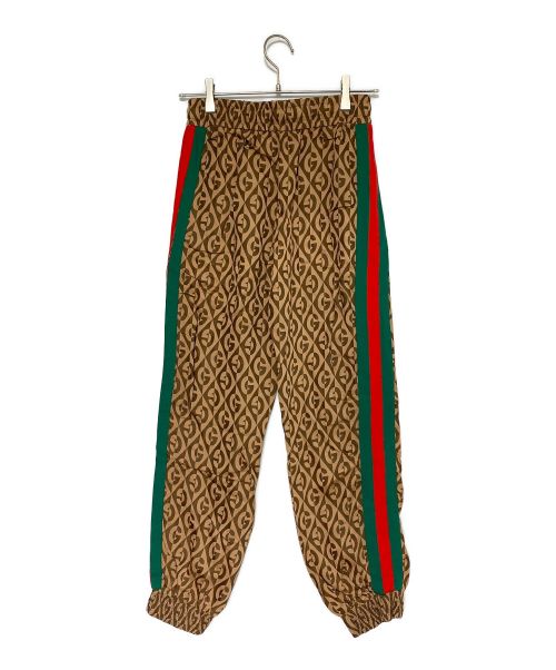 GUCCI（グッチ）GUCCI (グッチ) G rhombus jogging pant ベージュ×ブラウン サイズ:Sの古着・服飾アイテム