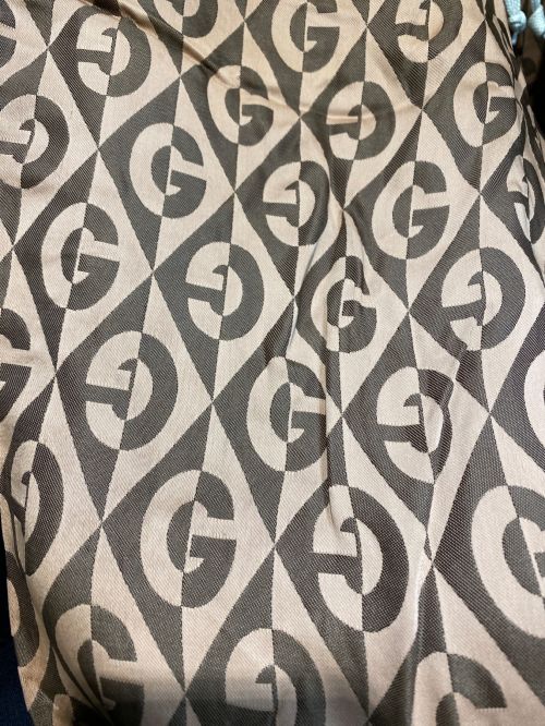 GUCCI（グッチ）GUCCI (グッチ) G rhombus jogging pant ベージュ×ブラウン サイズ:Sの古着・服飾アイテム