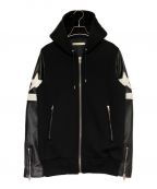 GIVENCHYジバンシィ）の古着「ラムレザーコンビボンディングジップパーカー」｜ブラック