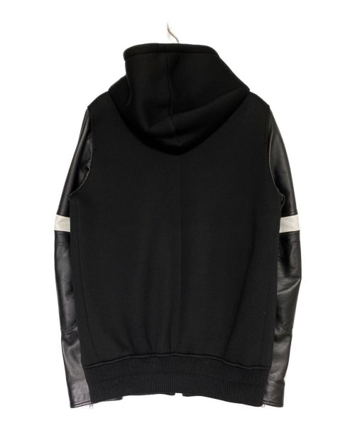 GIVENCHY（ジバンシィ）GIVENCHY (ジバンシィ) ラムレザーコンビボンディングジップパーカー ブラック サイズ:46の古着・服飾アイテム
