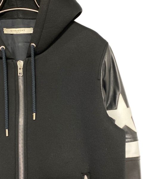 GIVENCHY（ジバンシィ）GIVENCHY (ジバンシィ) ラムレザーコンビボンディングジップパーカー ブラック サイズ:46の古着・服飾アイテム