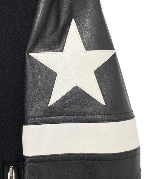 GIVENCHY（ジバンシィ）GIVENCHY (ジバンシィ) ラムレザーコンビボンディングジップパーカー ブラック サイズ:46の古着・服飾アイテム