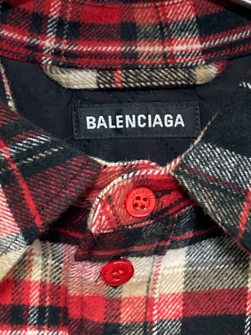 BALENCIAGA（バレンシアガ）BALENCIAGA (バレンシアガ) オーバーサイズチェックキルティングブルゾン レッド×ブラック サイズ:38の古着・服飾アイテム
