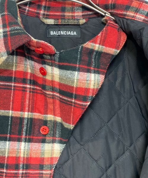 BALENCIAGA（バレンシアガ）BALENCIAGA (バレンシアガ) オーバーサイズチェックキルティングブルゾン レッド×ブラック サイズ:38の古着・服飾アイテム